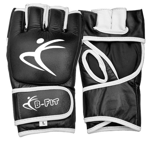 Black Color With White Trimming MMA Grappling Gloves. BF-3520-G